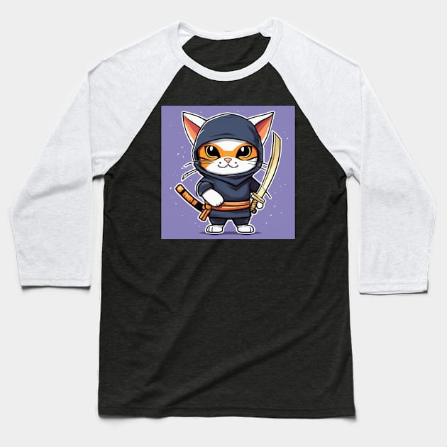 ninja kitten Baseball T-Shirt by OWLS store